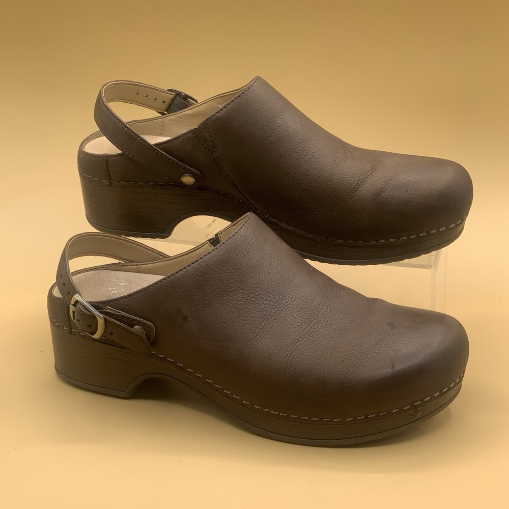Dansko Merrin Leather Suede Slingback Clogs Mules Slip On Comfort EU 38/US 7.5-8